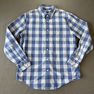 Abercrombie‎ & Fitch Mens M Blue White Plaid Check Button Down Long Sleeve Shirt